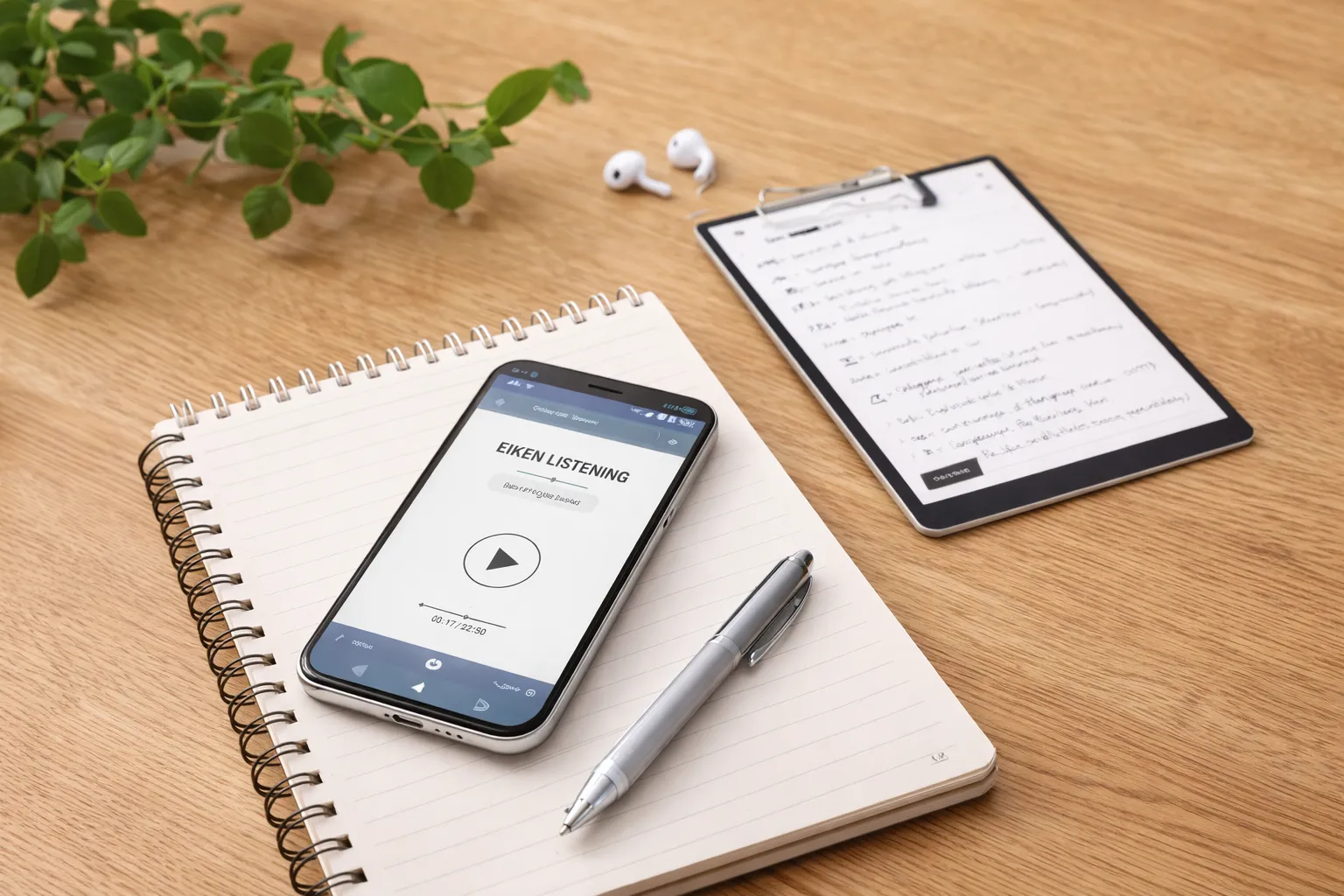 英検2級リスニング合格ラインに向けて学習しているイメージ